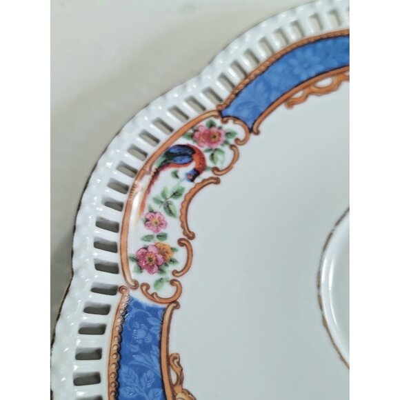 Vintage Wide Mouth Tea Cup & Reticulated Saucer Set Schmann Bavaria - Picture 8 of 15